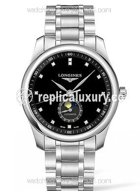 Longines Master Collection 40 Moonphase Stainless Steel / Black-Diamond / Bracelet L2.909.4.57.6