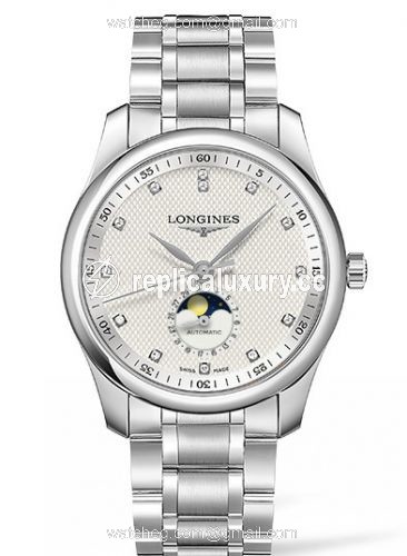 Longines Master Collection 40 Moonphase Stainless Steel / Silver-Diamond / Bracelet L2.909.4.77.6