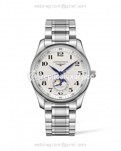 Longines Master Collection 40 Moonphase Stainless Steel / Silver-Arabic / Bracelet L2.909.4.78.6