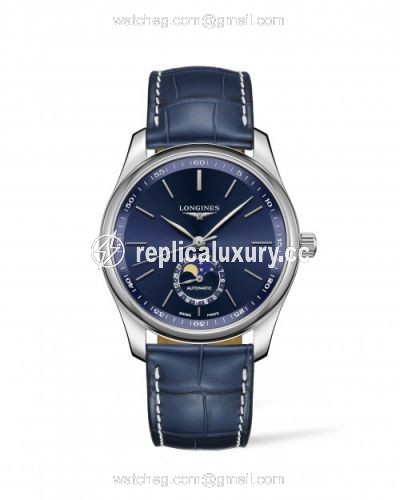 Longines Master Collection 40 Moonphase Stainless Steel / Blue / Alligator L2.909.4.92.0
