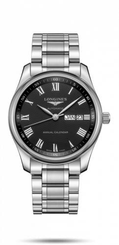 Longines Master Collection 40mm Annual Calendar Stainless Steel / Black-Roman / Bracelet L2.910.4.51.6