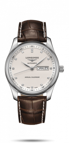 Longines Master Collection 40mm Annual Calendar Stainless Steel / Silver-Diamond / Alligator L2.910.4.77.3