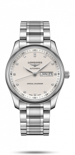 Longines Master Collection 40mm Annual Calendar Stainless Steel / Silver-Diamond / Bracelet L2.910.4.77.6