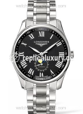 Longines Master Collection 42 Moonphase Stainless Steel / Black-Roman / Bracelet L2.919.4.51.6