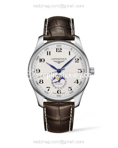 Longines Master Collection 42 Moonphase Stainless Steel / Silver-Arabic / Alligator XL L2.919.4.78.5