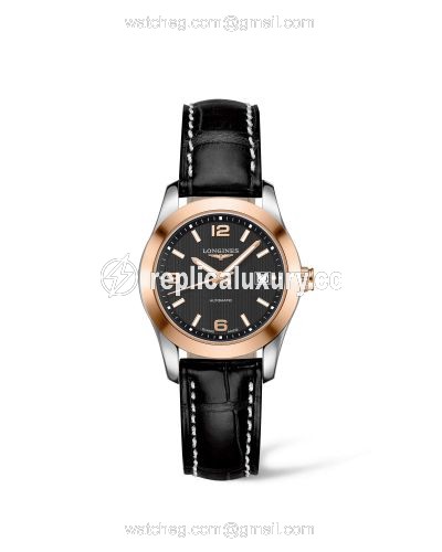 Longines Conquest Classic Automatic 29.5 Stainless Steel / Red Gold / Black / Strap L2.285.5.56.3