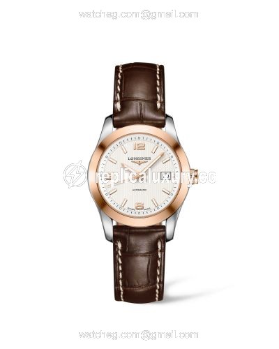 Longines Conquest Classic Automatic 29.5 Stainless Steel / Red Gold / White / Strap L2.285.5.76.3