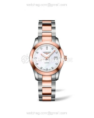 Longines Conquest Classic Automatic 29.5 Stainless Steel / Red Gold / MOP / Bracelet L2.285.5.87.7
