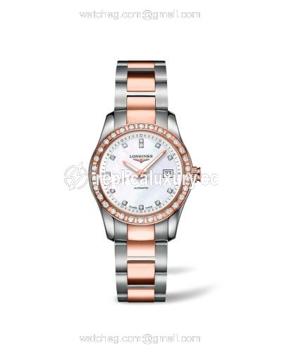 Longines Conquest Classic Automatic 29.5 Stainless Steel / Red Gold / Diamond / MOP / Bracelet L2.285.5.88.7