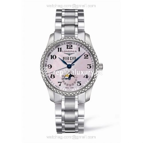 Longines Master Collection Calendar 36 Stainless Steel / Diamond / MOP / Bracelet L2.503.0.93.6
