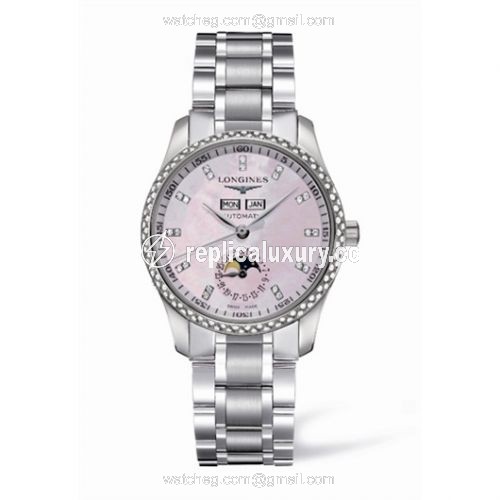 Longines Master Collection Calendar 36 Stainless Steel / Diamond / MOP / Bracelet L2.503.0.97.6