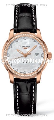 Longines Saint-Imier Date 30 Pink Gold Diamond L2.563.9.87.3