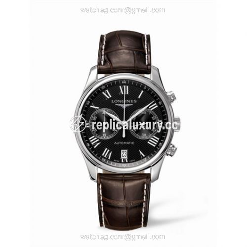 Longines Master Collection Chronograph 40 Stainless Steel / Black - Roman / Strap L2.629.4.51.5