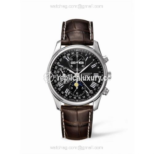 Longines Master Collection 40 Chronograph Calendar Stainless Steel / Black / Strap L2.673.4.51.5