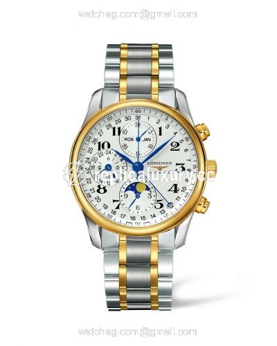 Longines Master Collection 40 Chronograph Calendar Stainless Steel / Yelllow Gold / Silver / Bracelet L2.673.5.78.7
