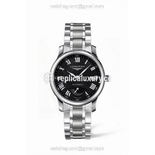Longines Master Collection 38.5mm Power Reserve Stainless Steel / Black-Roman / Bracelet L2.708.4.51.6