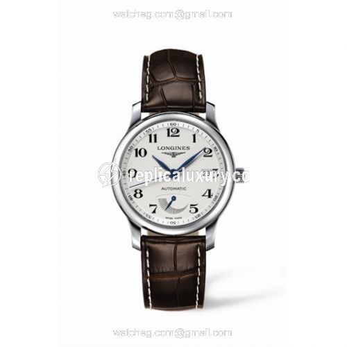 Longines Master Collection 38.5mm Power Reserve Stainless Steel / Silver-Arabic / Alligator L2.708.4.78.3