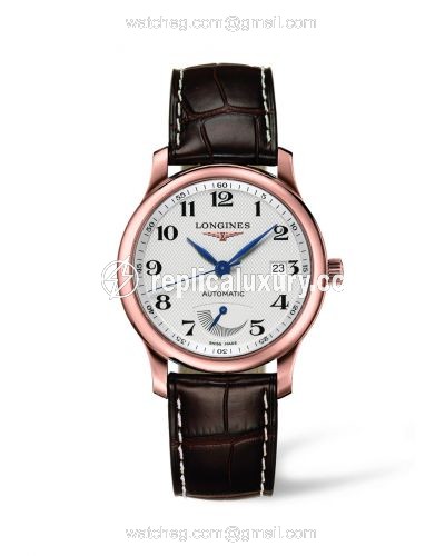 Longines Master Collection 38.5mm Power Reserve Pink Gold / Silver-Arabic / Alligator L2.708.8.78.3