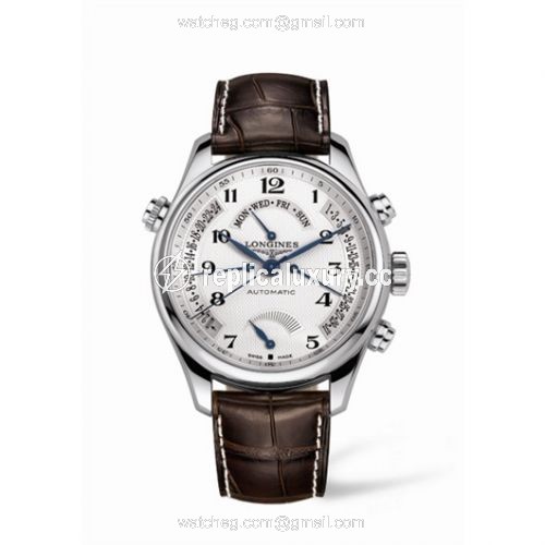 Longines Master Collection 44 Retrograde Power Reserve Stainless Steel / Silver-Arabic / Alligator XL L2.716.4.78.5
