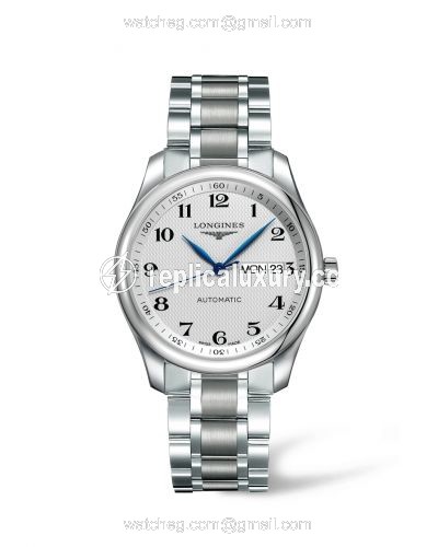 Longines Master Collection 38.5 Day Date Stainless Steel / Silver-Arabic / Bracelet L2.755.4.78.6