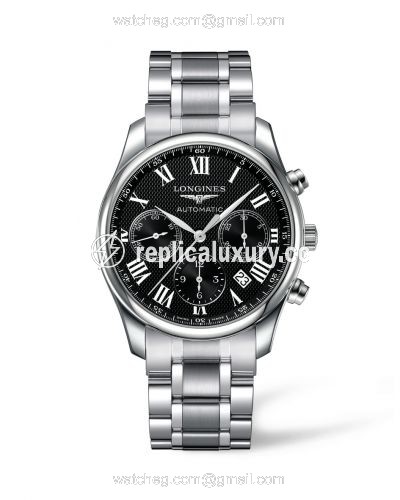Longines Master Collection 42 Chronograph Stainless Steel / Black-Roman / Bracelet L2.759.4.51.6