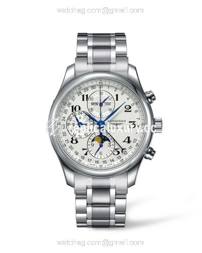 Longines Master Collection 42 Chronograph Calendar Stainless Steel / Silver-Arabic / Bracelet L2.773.4.78.6