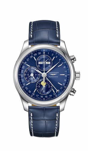 Longines Master Collection 42 Chronograph Calendar Stainless Steel / Blue / Strap L2.773.4.92.0