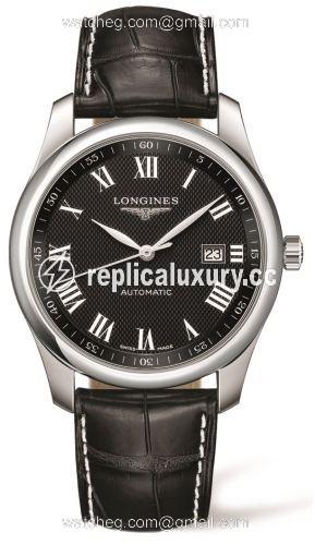 Longines Master Collection 40 Date Stainless Steel / Black-Roman / Alligator L2.793.4.51.7