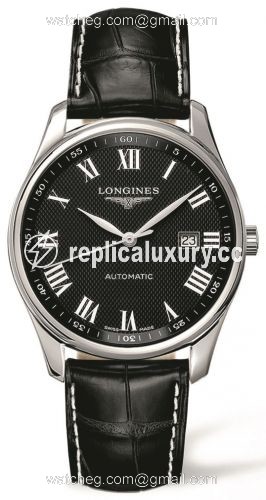 Longines Master Collection 42 Date Stainless Steel / Black-Roman / Alligator L2.893.4.51.7