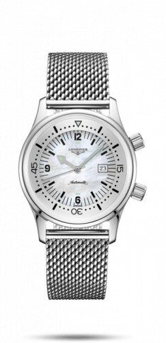 Longines Legend Diver 36 Stainless Steel / MOP / Mesh L3.374.4.80.6