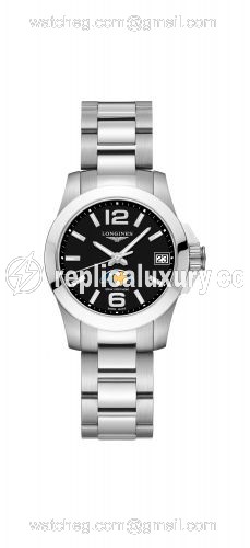 Longines Conquest 29.5 Quartz Moonphase Stainless Steel / Black / Bracelet L3.380.4.58.6