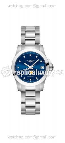 Longines Conquest 29.5 Quartz Moonphase Stainless Steel / Blue / Bracelet L3.380.4.97.6