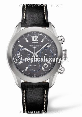 Longines GrandeVitesse Chronograph Grey Leather L3.635.4.06.2