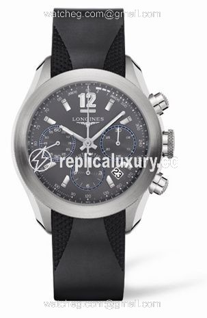 Longines GrandeVitesse Chronograph Grey Rubber L3.635.4.06.9