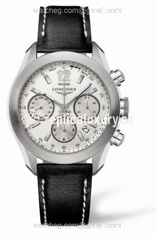 Longines GrandeVitesse Chronograph Silver Leather L3.635.4.76.2