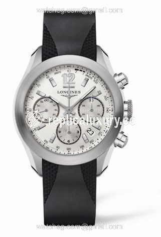 Longines GrandeVitesse Chronograph Silver Rubber L3.635.4.76.9