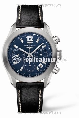 Longines GrandeVitesse Chronograph Blue Leather L3.635.4.96.2