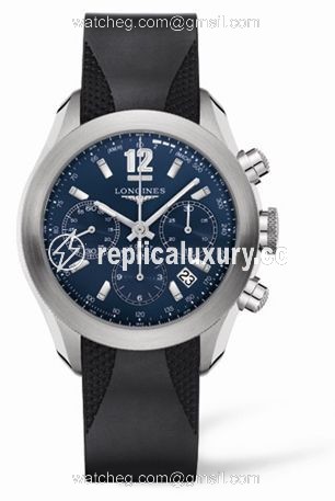 Longines GrandeVitesse Chronograph Blue Rubber L3.635.4.96.9