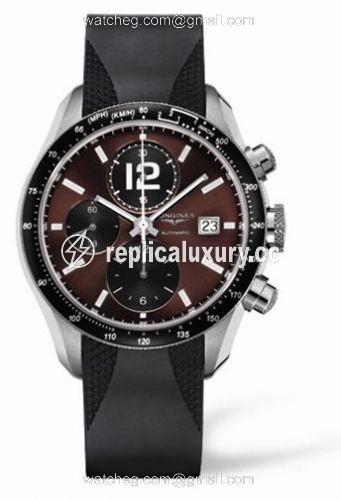 Longines GrandeVitesse Tachymeter Brown Rubber L3.636.4.60.9