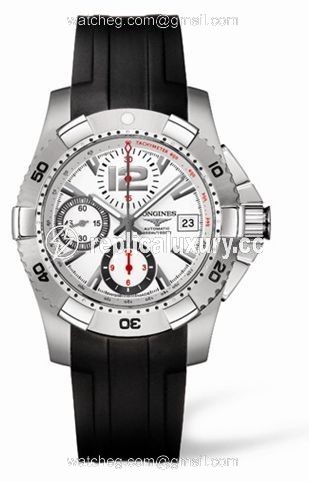 Longines Hydroconquest Chronograph Tachymeter White Rubber L3.651.4.16.2