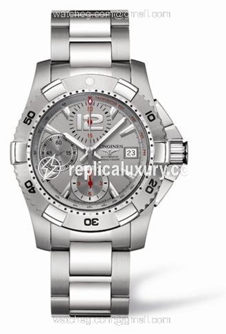 Longines Hydroconquest Chronograph Tachymeter Silver L3.651.4.76.6