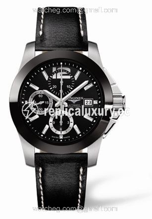 Longines Conquest Chronograph Ceramic Leather L3.661.4.56.0