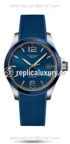 Longines Conquest V.H.P. 41 Stainless Steel / Ceramic / Blue / Rubber L3.719.4.96.9