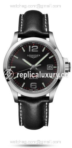 Longines Conquest V.H.P. 43 Stainless Steel / Black / Leather L3.726.4.56.2