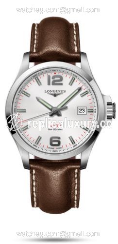 Longines Conquest V.H.P. 43 Stainless Steel / Silver / Leather L3.726.4.76.4