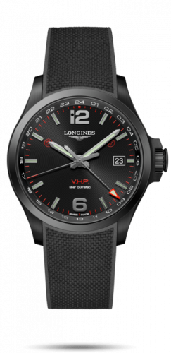 Longines Conquest V.H.P. GMT 43 PVD / Black / Rubber L3.728.2.56.9