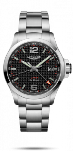 Longines Conquest V.H.P. GMT 43 Stainless Steel / Carbon / Bracelet L3.728.4.66.6