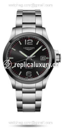 Longines Conquest V.H.P. 43 Stainless Steel / Ceramic / Black / Bracelet L3.729.4.56.6