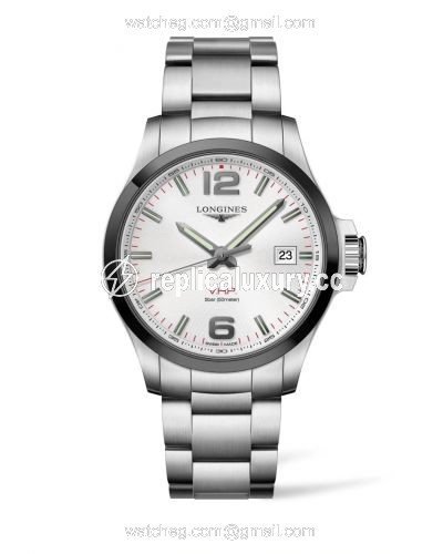 Longines Conquest V.H.P. 43 Stainless Steel / Ceramic / Silver / Bracelet L3.729.4.76.6