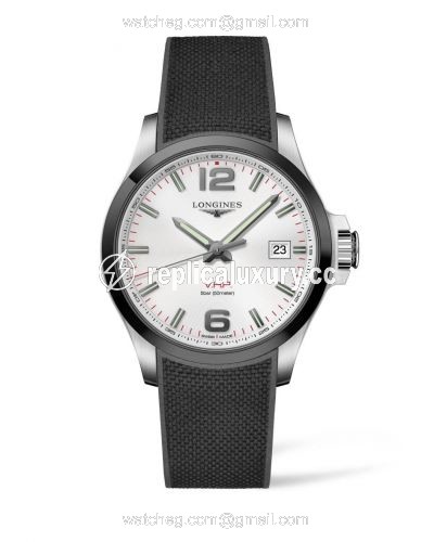 Longines Conquest V.H.P. 43 Stainless Steel / Ceramic / Silver / Rubber L3.729.4.76.9